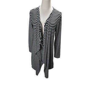 Soma Open Cardigan Size Medium Women's Modal Black White Stripes Sweater Lounge